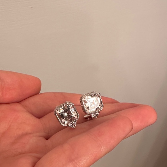 Judith Ripka Elegant Silver Stud Earrings - Picture 3 of 8